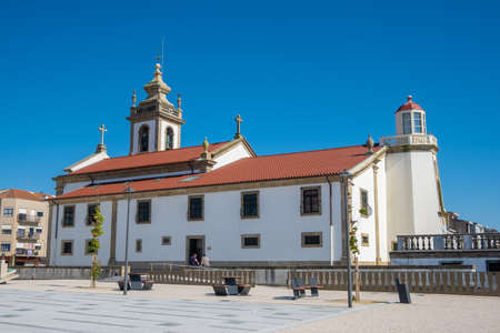 Lapa Church in Povoa de Varzim, Portugal on a bright sunny day in summer. Traditional Portuguese...