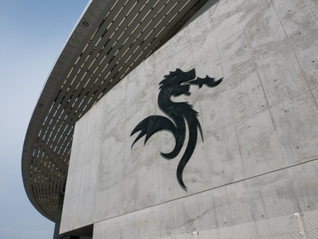 Dragon stadium football ground of Porto FC, dragon logo on exteriorのeditorial素材