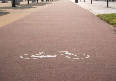 Cycle lane with painted signの写真素材