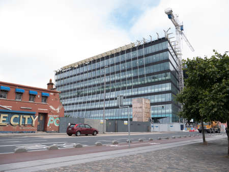 Headquarters of Anglo Irish Bank building back under construction after it stalled during the...