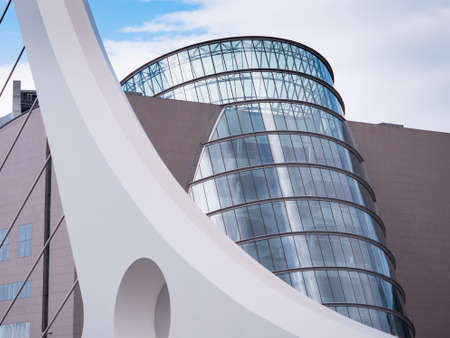 Convention Centre and Samuel Beckett Bridge in Dublin, Ireland. Compressed perspectiveのeditorial素材