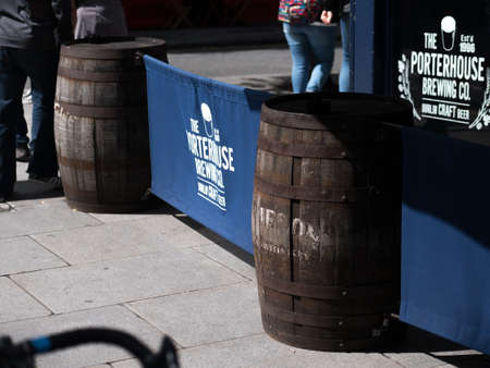 Old Jameson Irish Whiskey barrels in Temple Bar, Dublin Ireland
