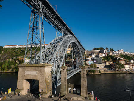 Dom Luis I Bridge, or Ponte Luiz I,  over the Douro River in Porto, Portugal.のeditorial素材