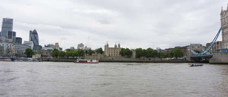London, England cityscape.
River Thames, Tower Bridge, Tower of London, and the Financial District, city of London or square mile.のeditorial素材