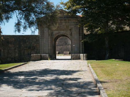 Entrance to historic fort in Foz, Porto, Portugal.  Known as the Fortress SÃ£o JoÃ£o Baptista da Foz do Douroのeditorial素材