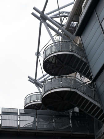 Circular metal staircase at Croke Park GAA stadium in Dublin, Ireland.のeditorial素材
