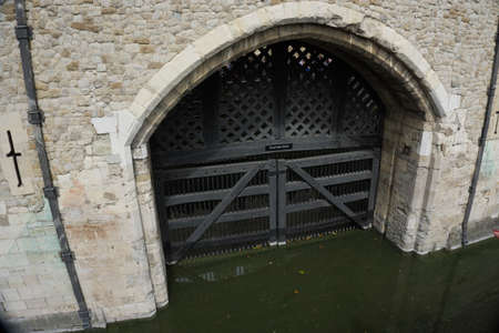 Traitor's Gate at the Tower of London, England.のeditorial素材