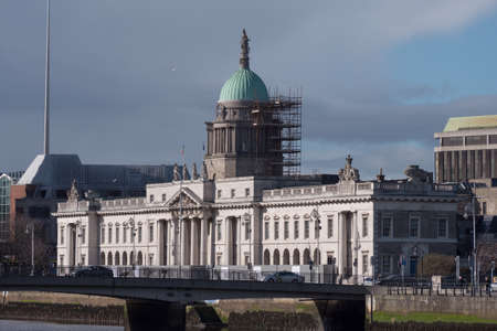 Custom House in Dublin, Ireland under renovationのeditorial素材