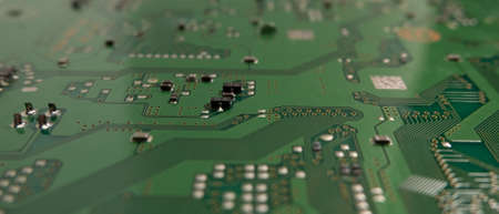 Circuit board closeup shallow depth of field background.の写真素材