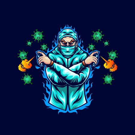 Illustration Fight Against Virusのイラスト素材