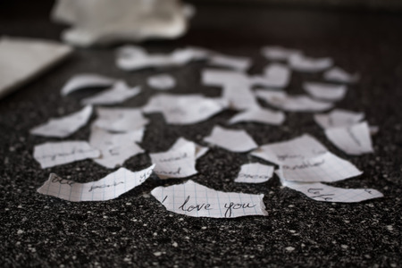 Love letter shredded to piecesの写真素材