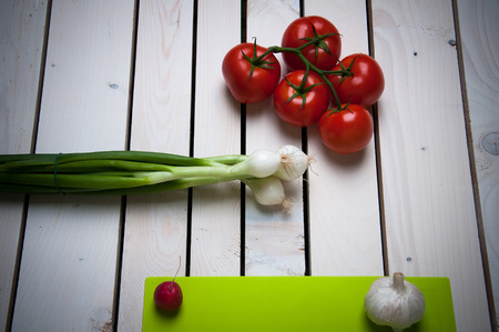 Vegetables on a wooden vintage backgroundの写真素材