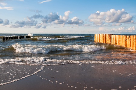 Seascape with new breakwatersの写真素材