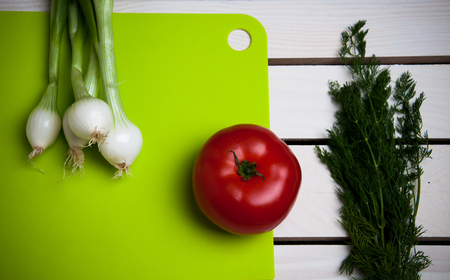 Vegetables on wooden tableの写真素材