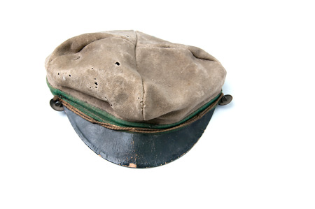 Old polish military cap on white backgroundの写真素材