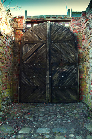 Old wooden door backgroundの写真素材