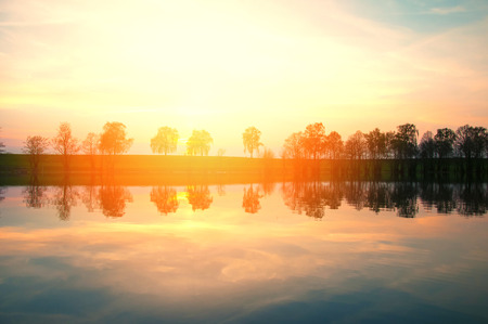Mirror lake landscapeの写真素材