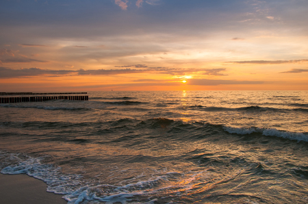 Majestic sunset over seaの写真素材