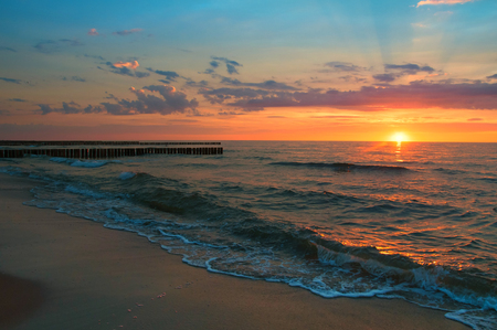Majestic sunset over seaの写真素材