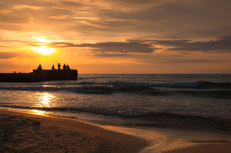 Majestic sunset over seaの写真素材