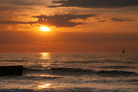 Majestic sunset over seaの写真素材