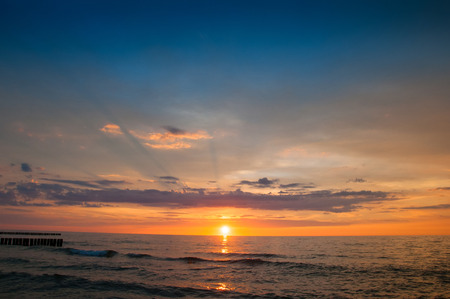 Majestic sunset over seaの写真素材