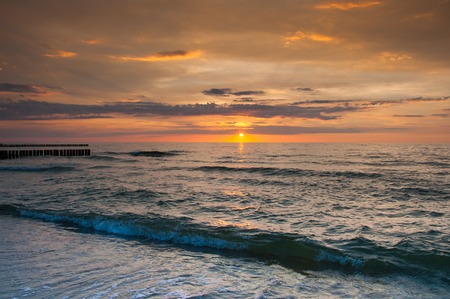 Majestic sunset over seaの写真素材