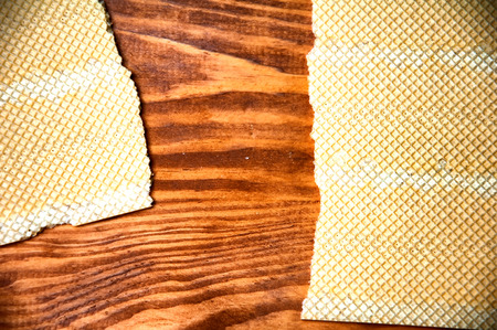 Wafers on wooden tableの写真素材