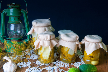 Pickles in jars for the winterの写真素材