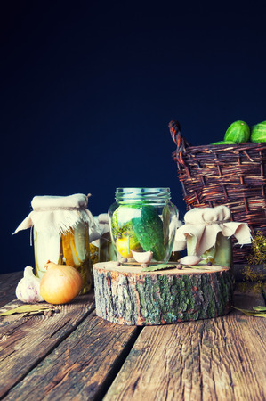 Preparation of pickles in jarsの写真素材