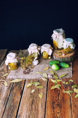 Pickles in jars for the winterの写真素材