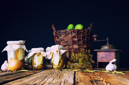 Pickles in jars for the winterの写真素材