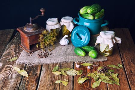 Pickles in jars for the winterの写真素材