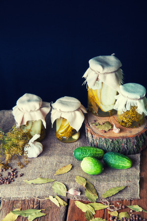 Pickles in jars for the winterの写真素材