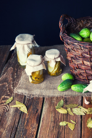 Pickles in jars for the winterの写真素材