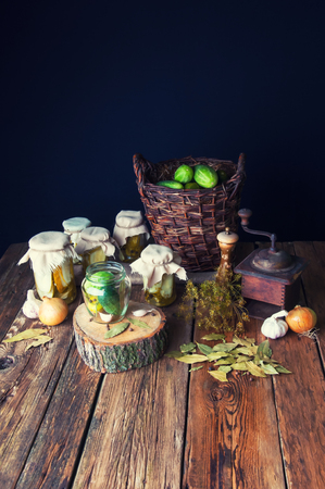 Preparation of pickles in jarsの写真素材