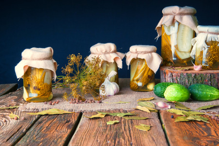 Pickles in jars for the winterの写真素材