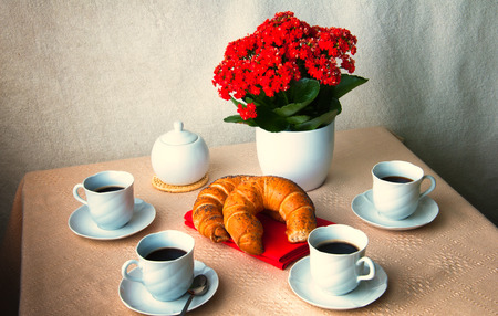 Coffee and croissant for breakfast
