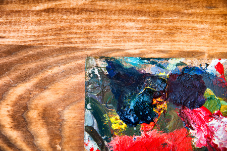 Painting palette on wooden backgroundの写真素材