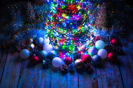 Christmas tree with lights and decorations