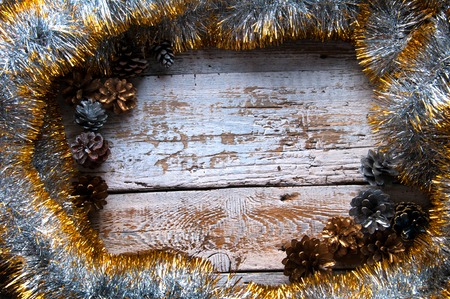 Christmas chains frame. Top view. Copyspaceの写真素材