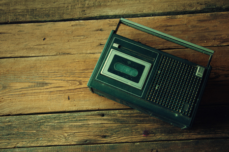 Old radio player. Top view. Copyspaceの写真素材