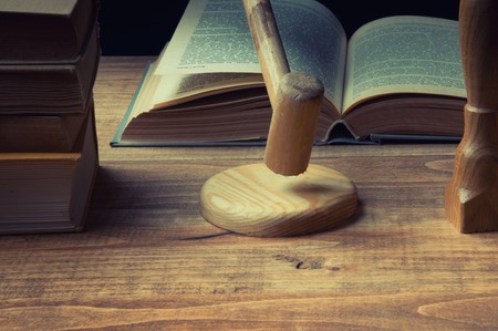 Desk of judge issuing the verdictの写真素材