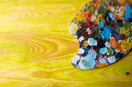 Dirty painting palette, copyspaceの写真素材
