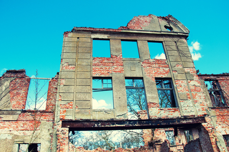 Old abandoned ruins on countryの写真素材
