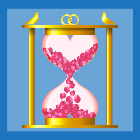 gold hourglass of two heartsのイラスト素材