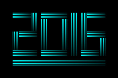 New year 2016 text design of blue strips on dark backgroundのイラスト素材