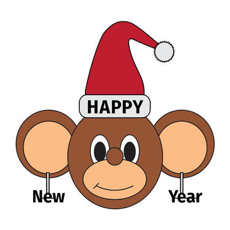 Happy new year monkey illustrationのイラスト素材