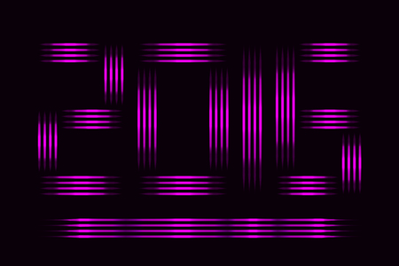 New year 2016 text design of purple lights on dark backgroundのイラスト素材