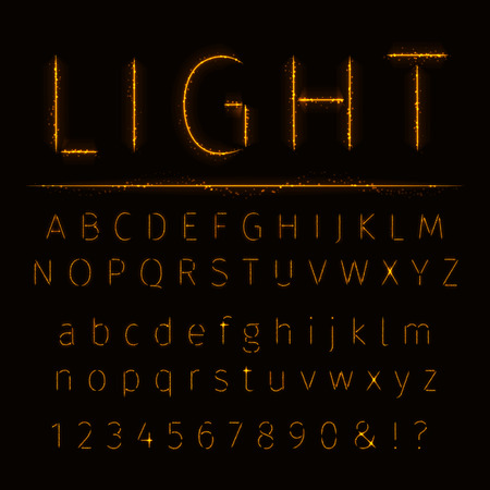 Alphabet of lights on dark backgroundのイラスト素材
